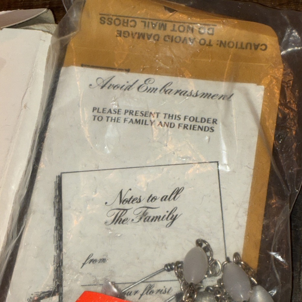 The Last Rosary, Silver Tone Chain, White Beads,‎ Rosary Tags, 32" - Picture 3 of 7